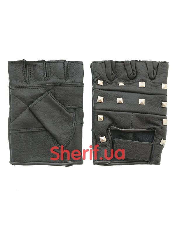 Перчатки Max Fuchs кожаные без пальцев с заклепками Делюкс, Black