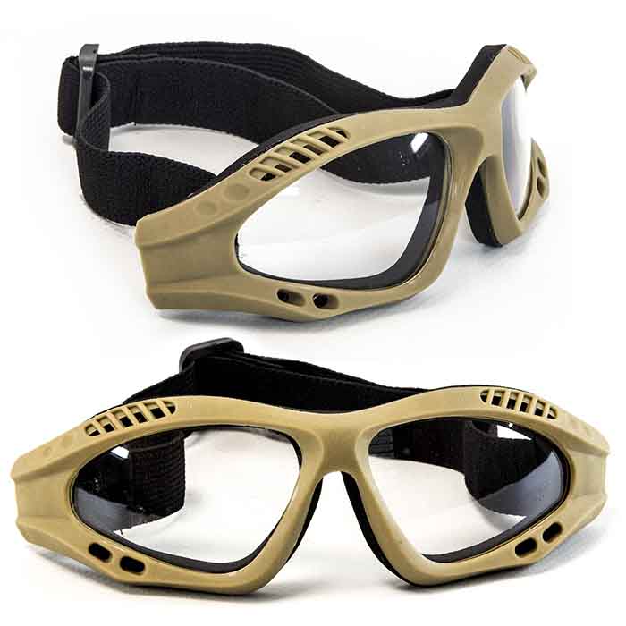 Окуляри тактичні койот з прозорими лінзами