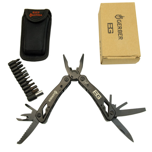 Multitool Gerber in a case with a set of bits