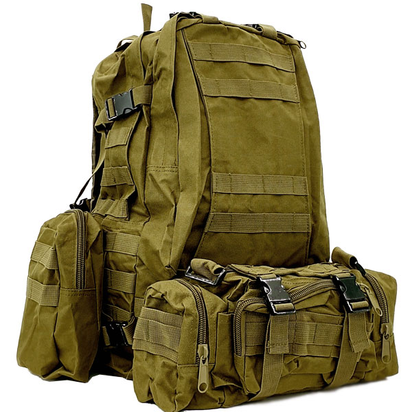 Backpack tactical with pouches Coyote, 55l
