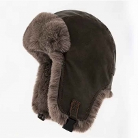 Шапка вушанка з хутром, колір dark brown