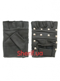 Перчатки Max Fuchs кожаные без пальцев с заклепками Делюкс, Black