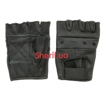 Leather gloves without fingers without rivets Deluxe, Black