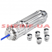 Ліхтар-лазер синій YX-B017, 5 насадок, ЗУ micro USB