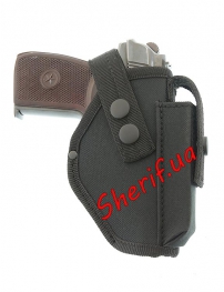 Belt holster PM with magazine cover (1000D cordura fabric, black)