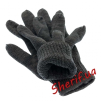 Перчатки вязанные двойные Black (хлопок 30%), S-2