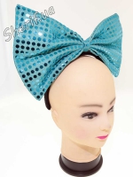 Ободок с антенками Бант с блестками синий