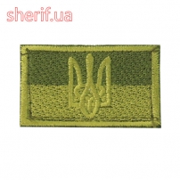 Flag of Ukraine with a trident (5x3 cm) Olive