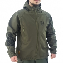 Куртка "Мілітарі-2" з патріотичним написом, Олива (М-ТМ)