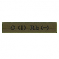 Нашивка "Група крові 1-" олива (нитка чорна, на липучці)