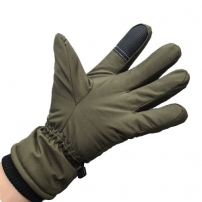 Softshell Olive gloves with fur (winter)