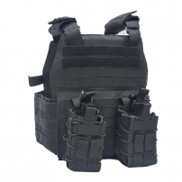 Купить в Днепре Плитоноска черная 4 подсумка под АК (М-ТМ) (комплект)