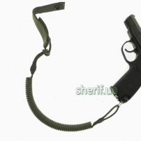 Страхувальний шнур з карабіном та кріпленням на пояс Оліва
